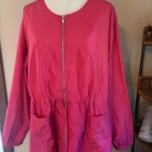 ModX Women's 3X Pink Zip-Up Lined Wind Jacket with Ruffled Back